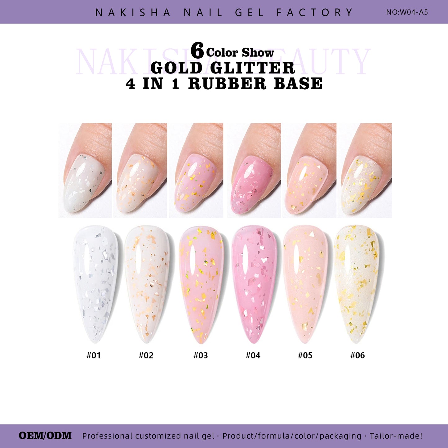 Gold Glitter Rubber Base 6 Colors