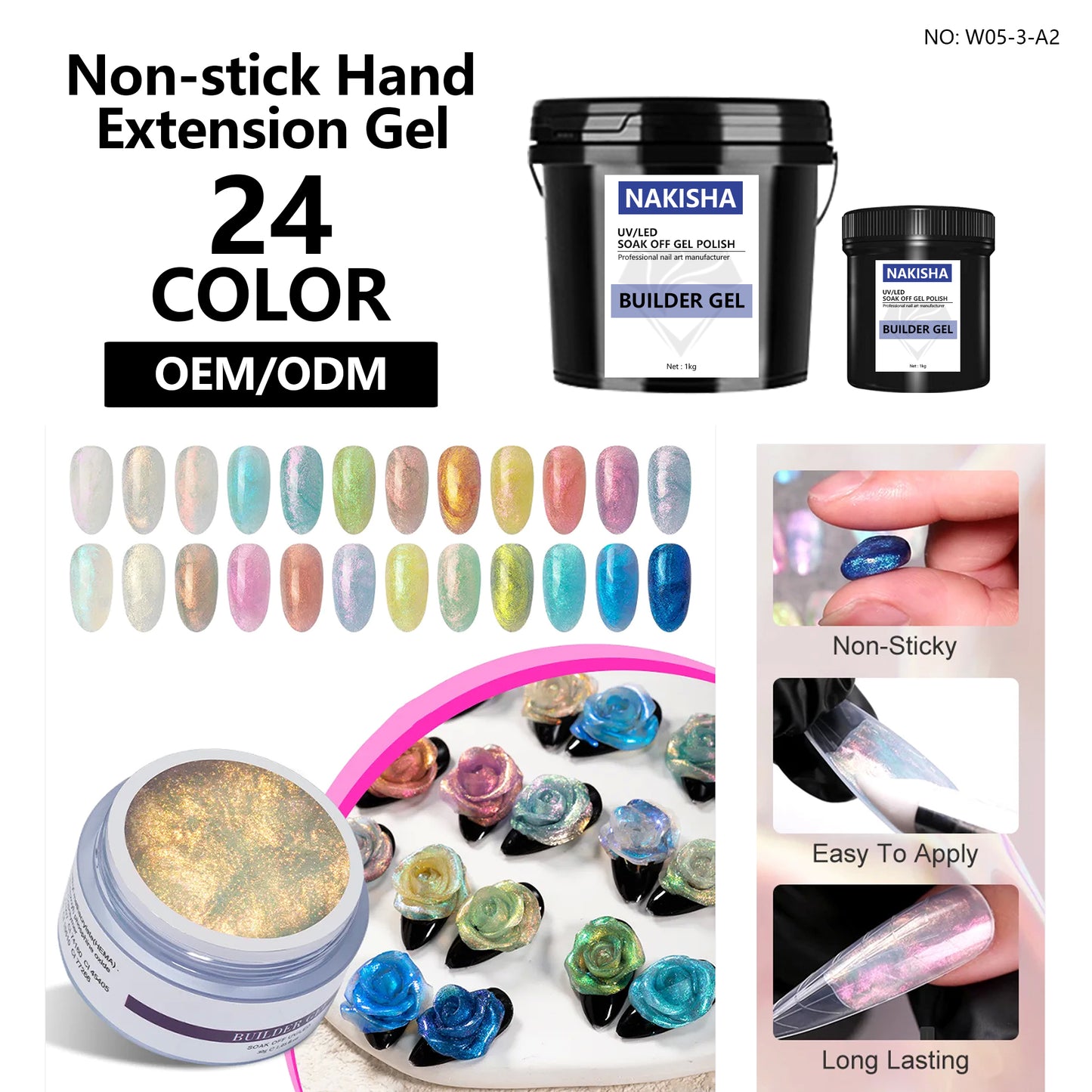 Pearl Non-stick Hand Builder Gel 24 Colors