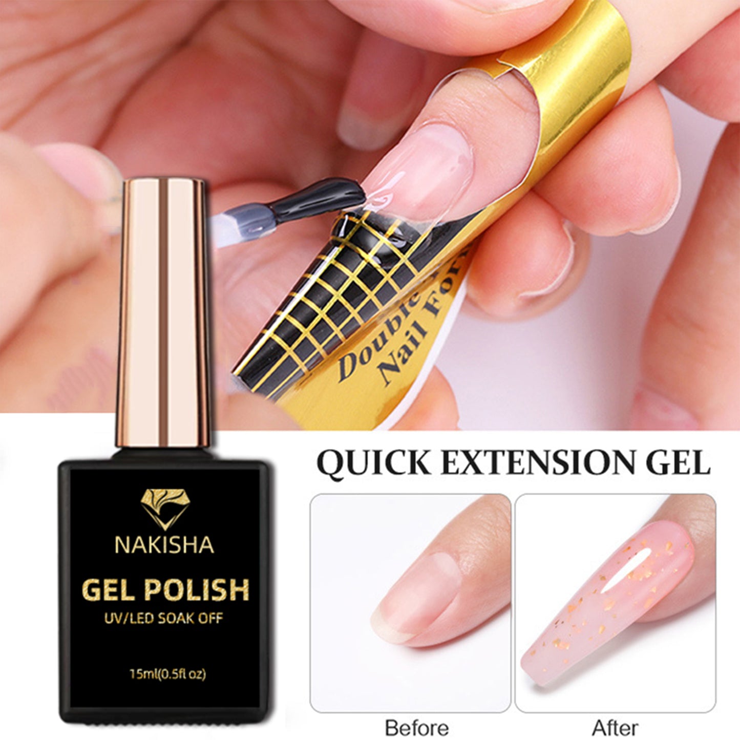 Foil Flakes Liquid Builder Gel 6 Colors