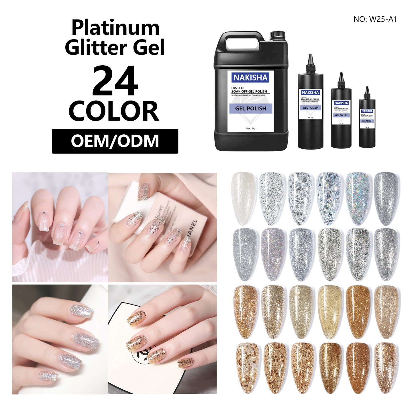 Platinum Glitter Gel 24 Colors