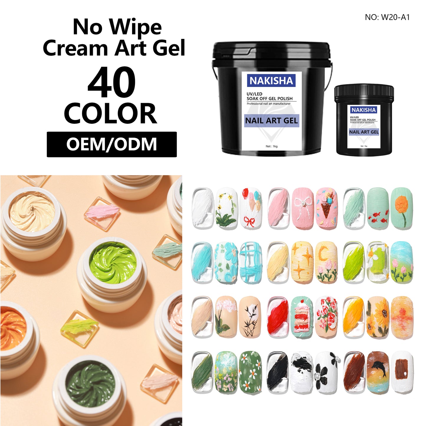 No Wipe Cream Art Gel 40 Colors