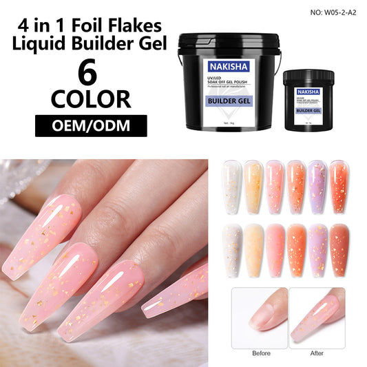 Foil Flakes Liquid Builder Gel 6 Colors