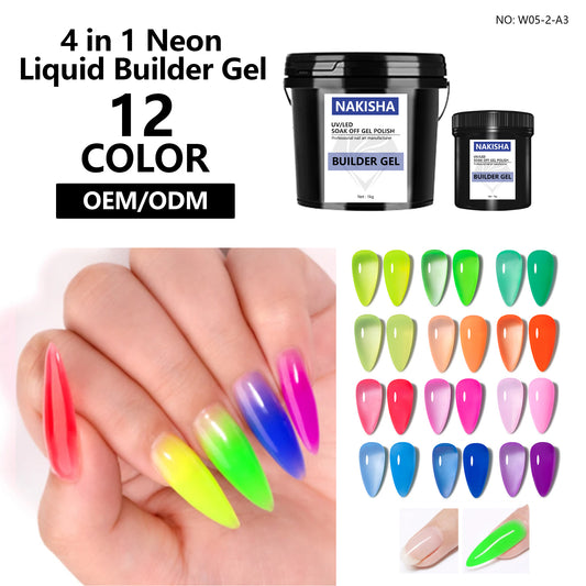 Neon Liquid Builder Gel 12 Colors