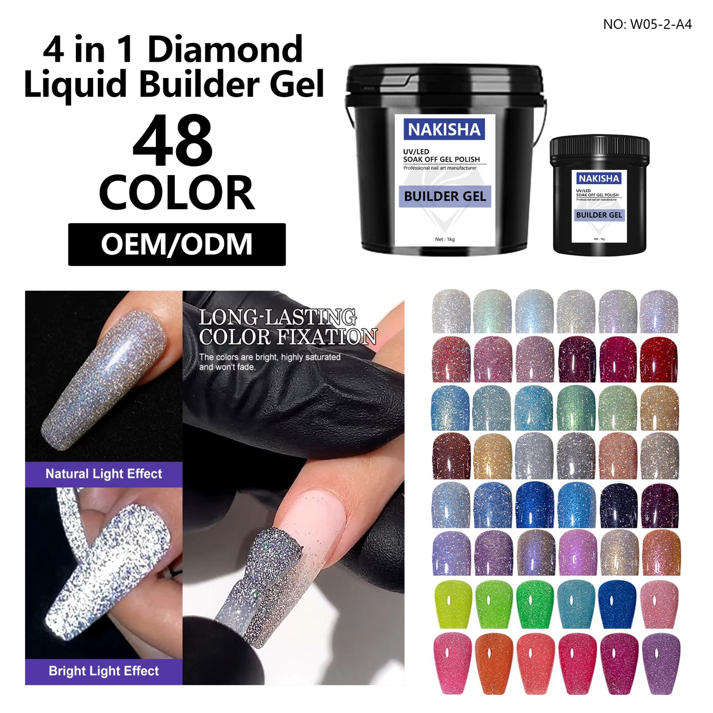 Diamond Reflective Liquid Builder Gel 48 Colors