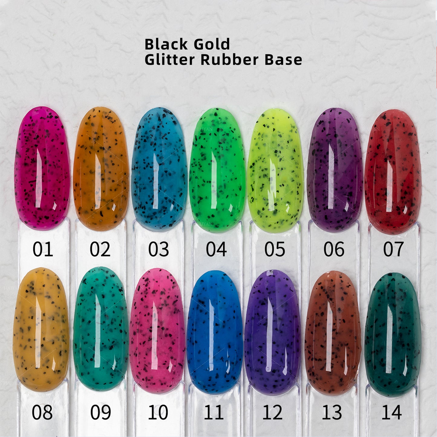 NAKISHA Black Gold Glitter Rubber Base 14 Colors