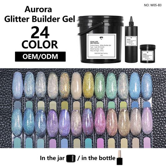 NAKISHA Aurora Glitter Builder Gel 24 Colors
