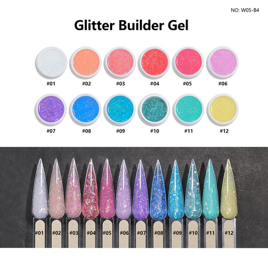 NAKISHA Glitter Builder Gel 12 Colors