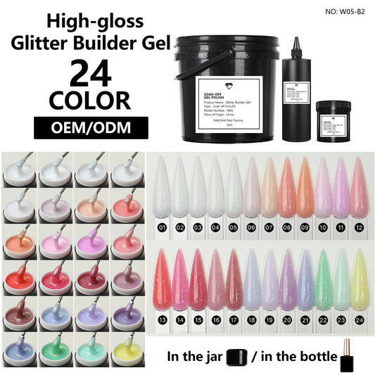 NAKISHA High-gloss Glitter Builder Gel 24 Colors
