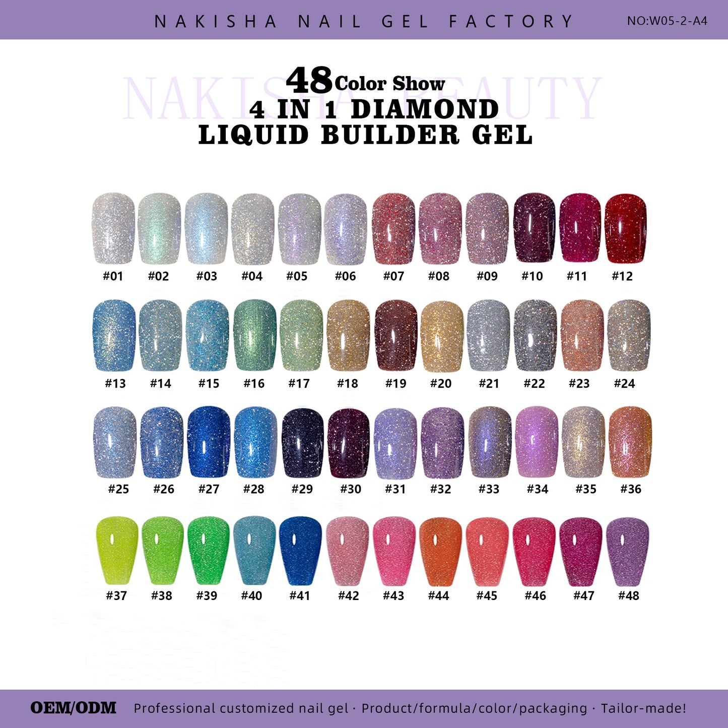 Diamond Reflective Liquid Builder Gel 48 Colors