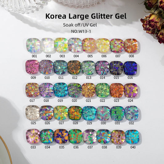 Gel de purpurina grande de Corea 42 colores