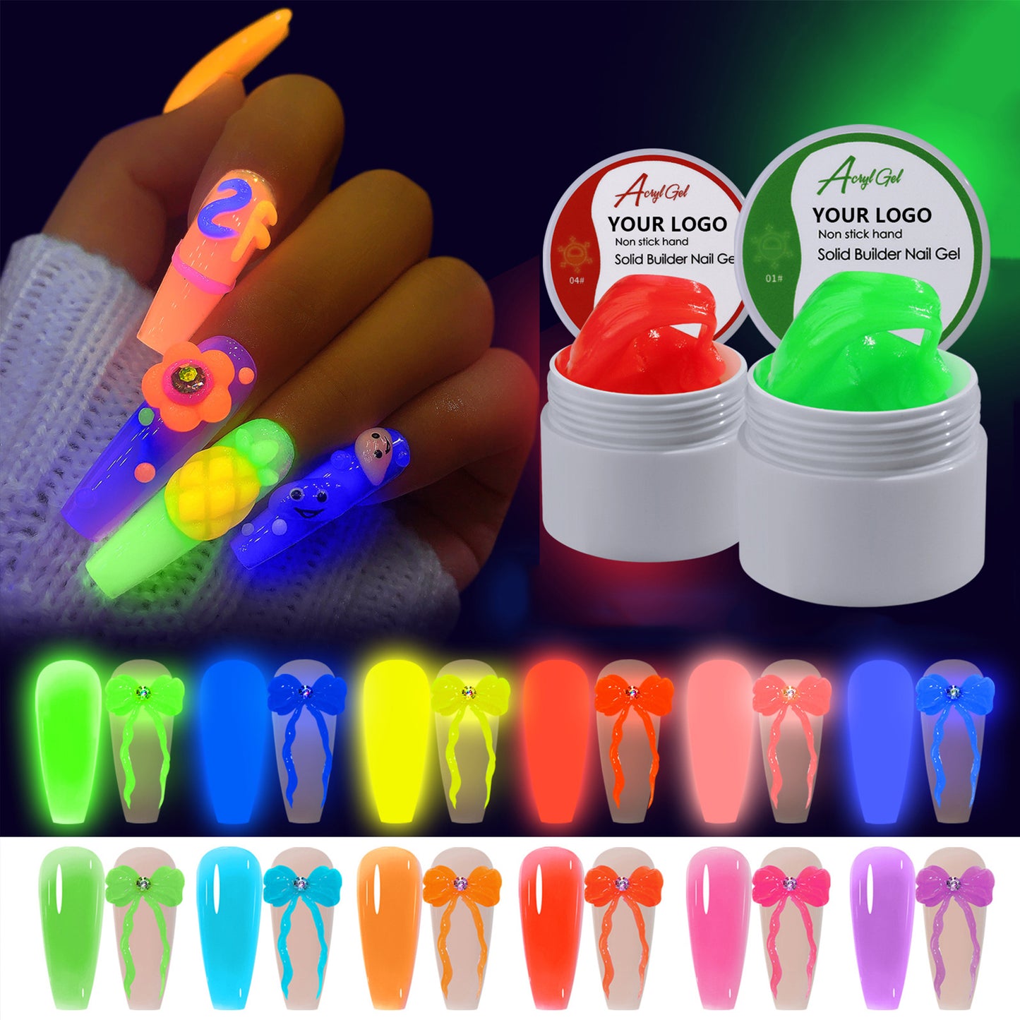 NAKISHA Luminous Non-stick Hand Builder Gel 6 Colors