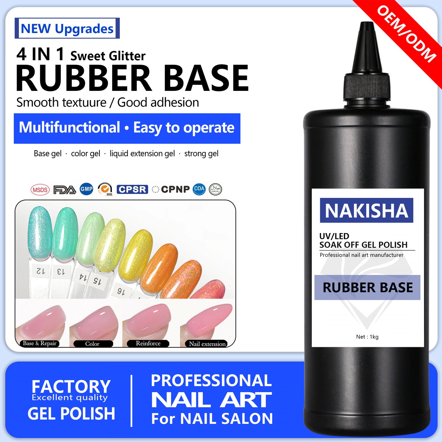 NAKISHA Sweet Glitter Rubber Base 20 Colors