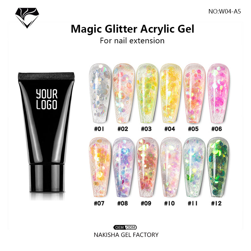 NAKISHA Magic Glitter Poly Gel 12 Colors