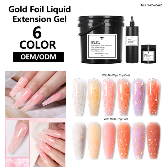 NAKISHA Gold Foil Liquid Builder Gel 6 Colors