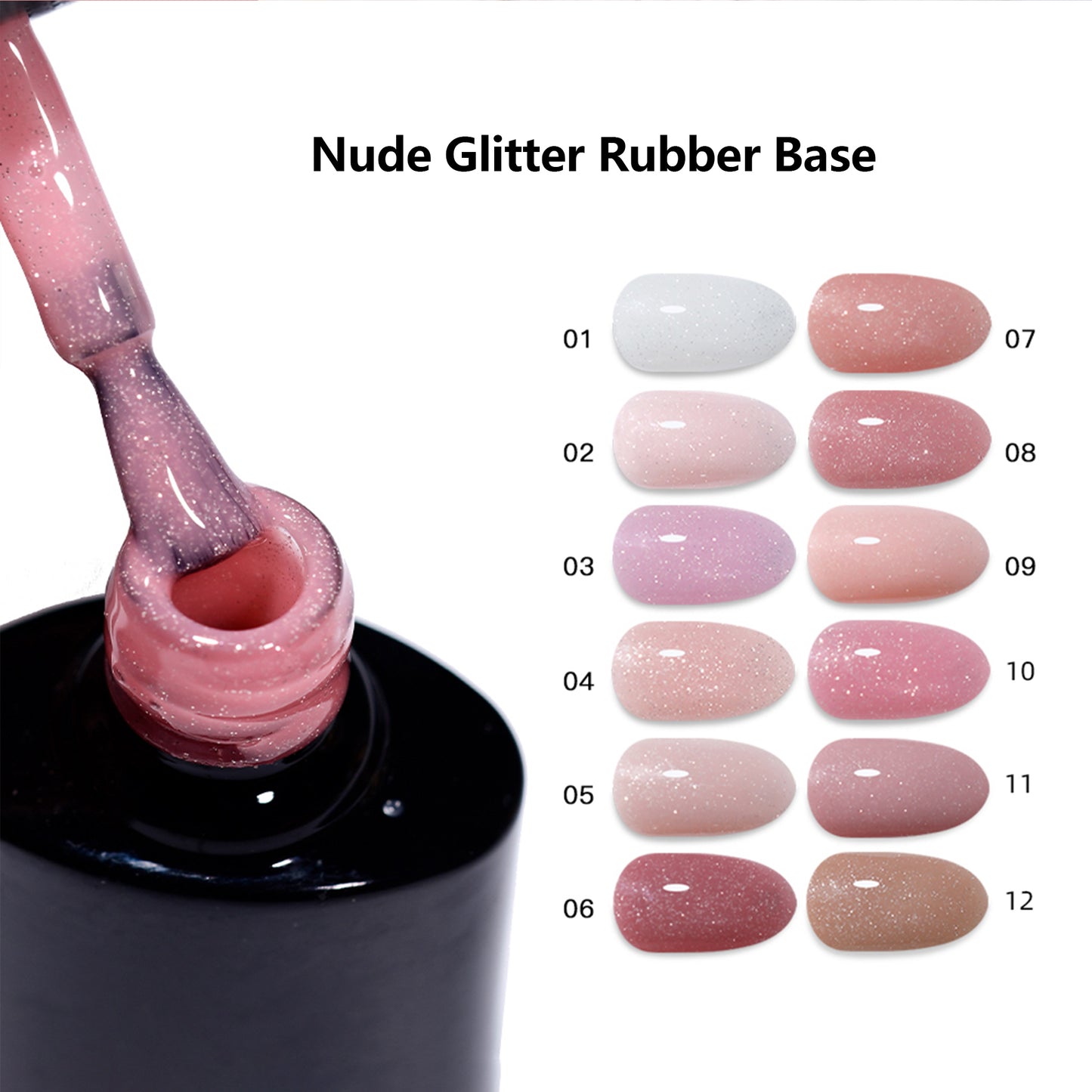 NAKISHA Nude Glitter Rubber Base 12 Colors